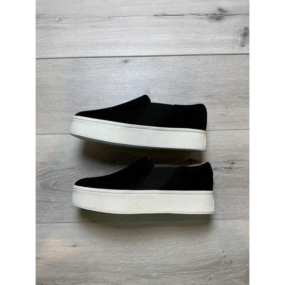 Vince Warren Black Suede Platform Slip On‎ Sneakers 7.5 New With Tags/Box